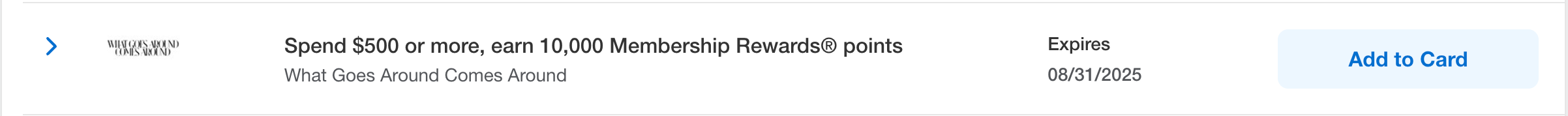 Screenshot of Amex offer
