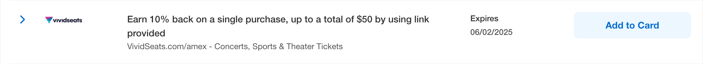 Screenshot of Amex offer